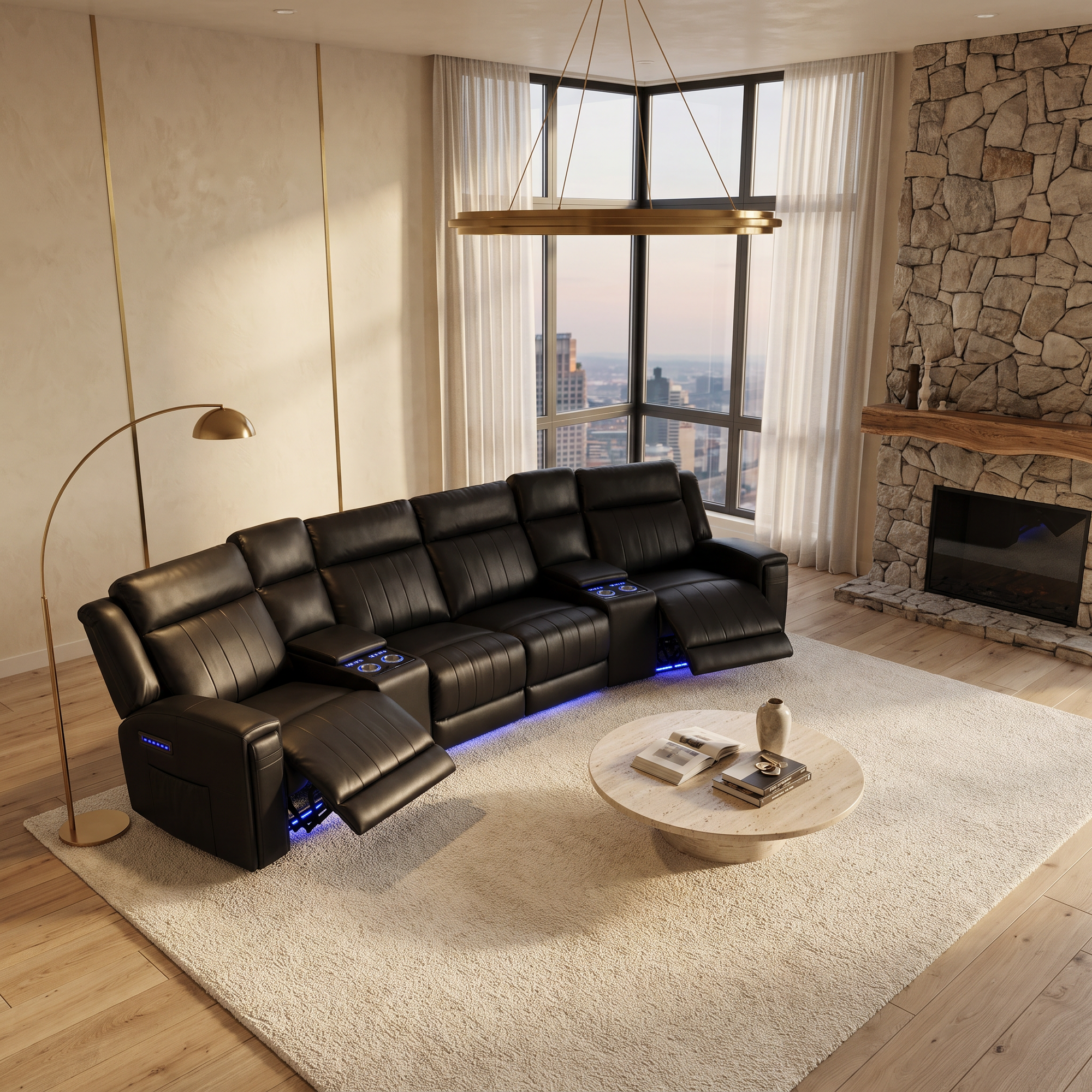 Spacious sofa in a thoughtfully styled living room